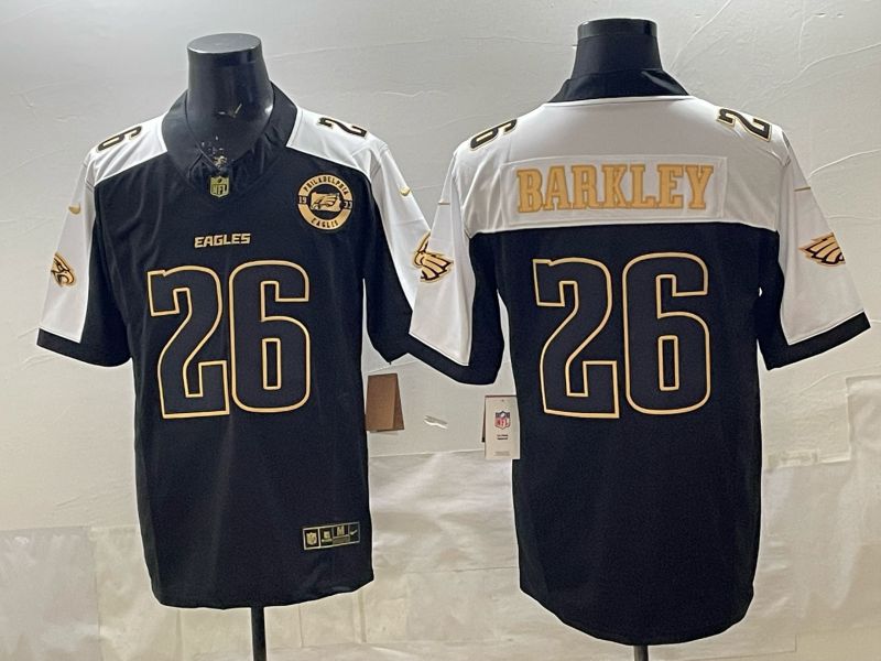 Men 2026 Philadelphia Eagles #26 Barkley Black Gold 3th generations Nike Limited NFL Jersey style 01